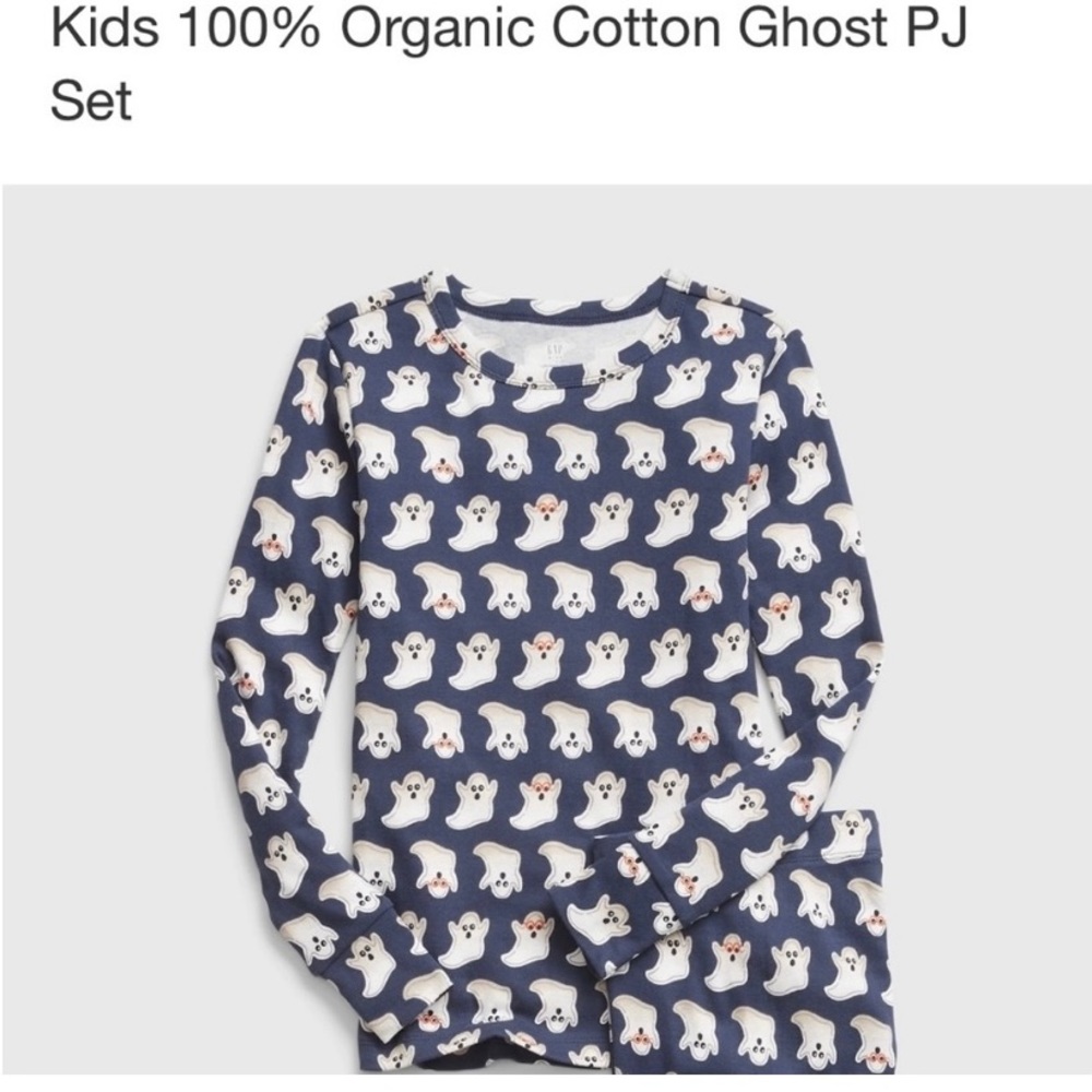 2 PAIRS: GAP 3T AND 6T Organic Long Pajamas in HALLOWEEN GHOST Print